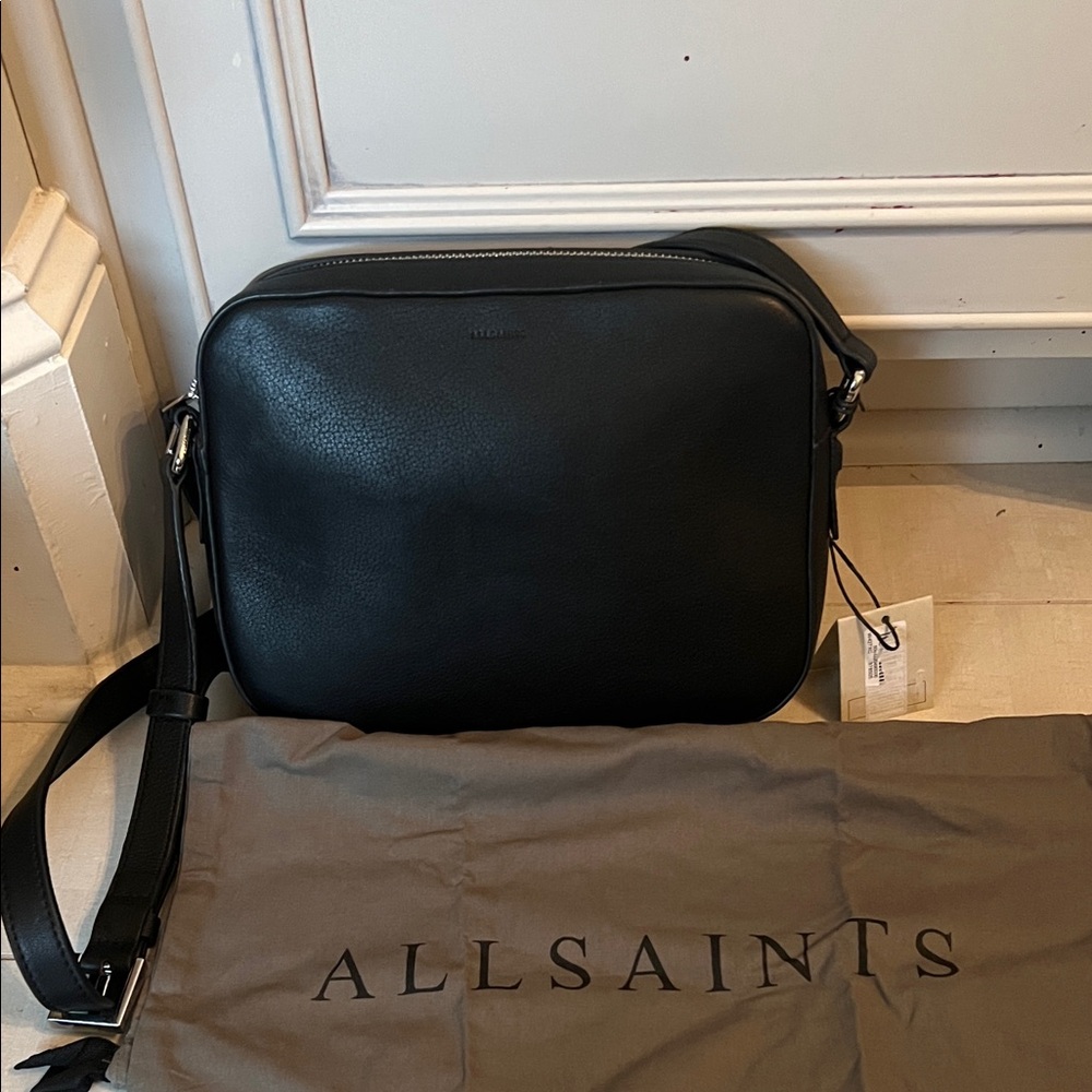 AllSaints Black Leather Crossbody Bag